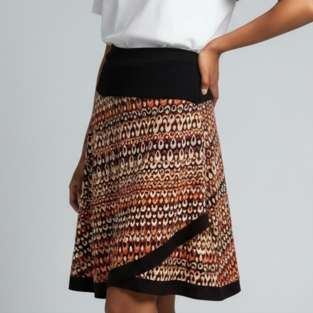 Stylish Asymmetrical Skirt in Black and Brown 6977